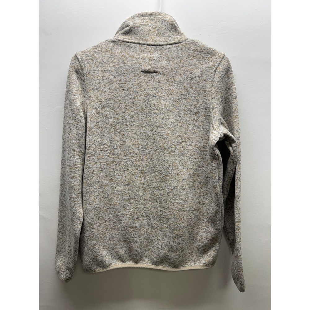 Thread & Supply Quarter Zip Pullover Women M Oatmeal Wubby Fleece Sweater Pocket - Picture 6 of 7
